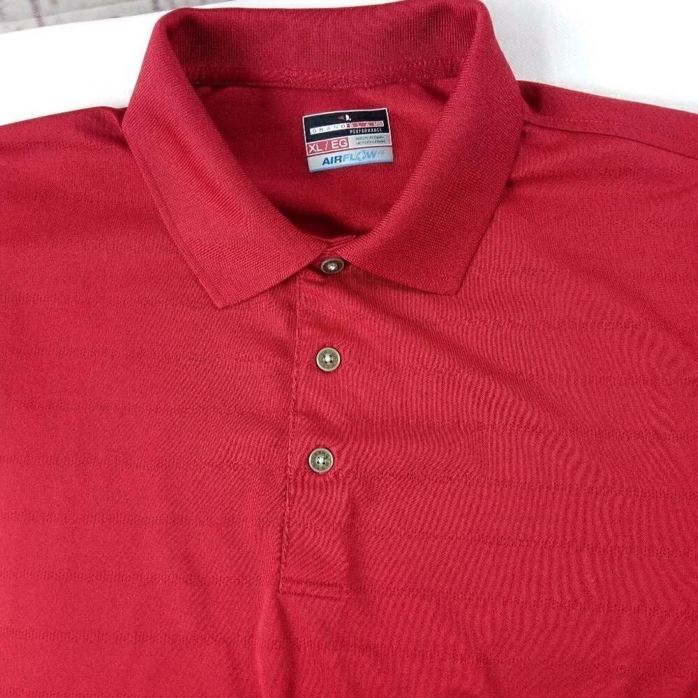 Grand Slam Performance Air Flow Mens Red Red Striped Golf Polo Shirt Size XL